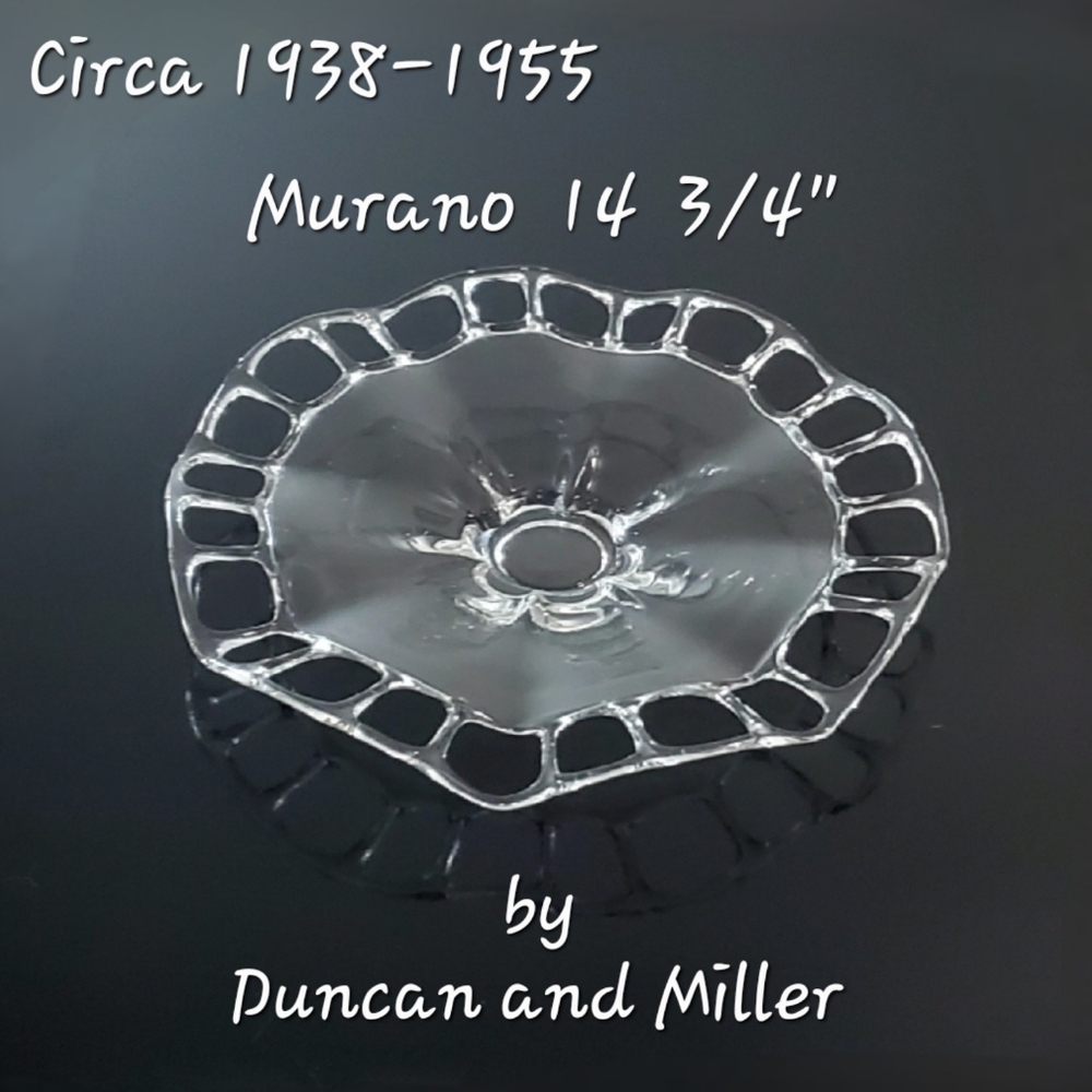 1938-1955 Murano #127 Clear Pierced Edge Large 14 3/4" Torte Plate Platter